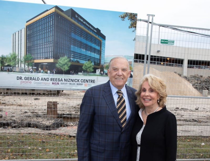 Dr. Gerald Niznick and Reesa Niznick at the site of the future building named in their honour.