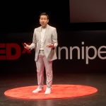 Toby Le, PhD candidate in medical microbiology at UM, speaks at the TEDxWinnipeg event in 2024.