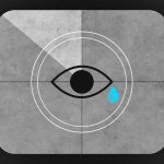 A graphic of an crying eye centered in a film strip