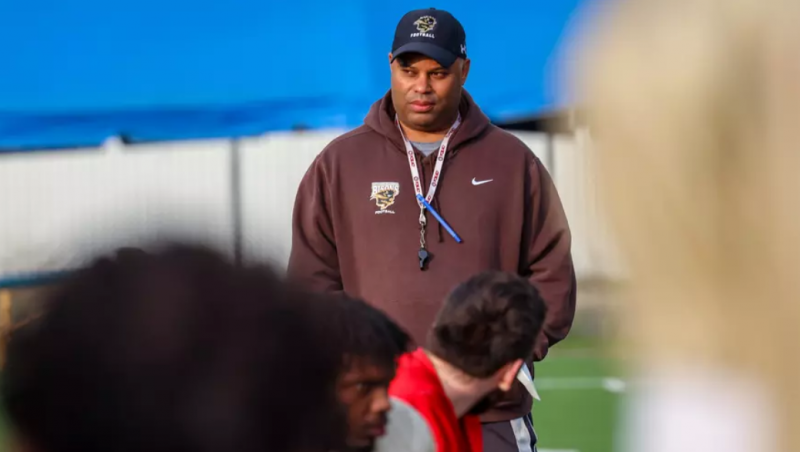 Head coach of the Bisons football team, Stan Pierre.