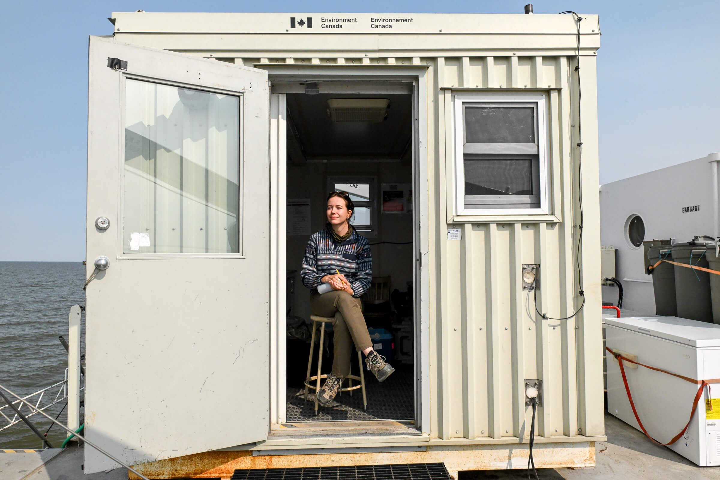 UM alumna Tylo Chadney aboard the Namao research vessel