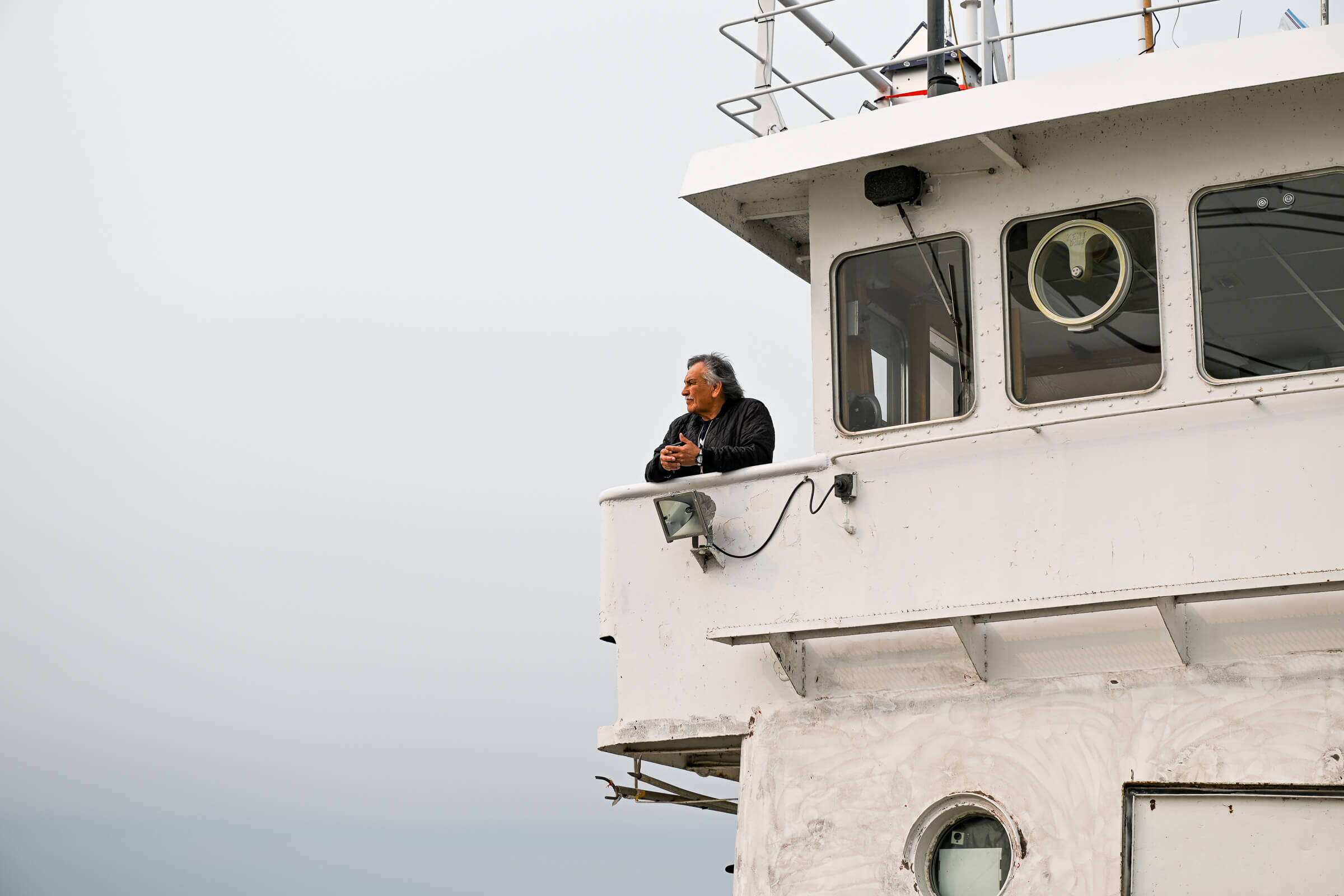 Captain Walter Lea on the Namao research vessel