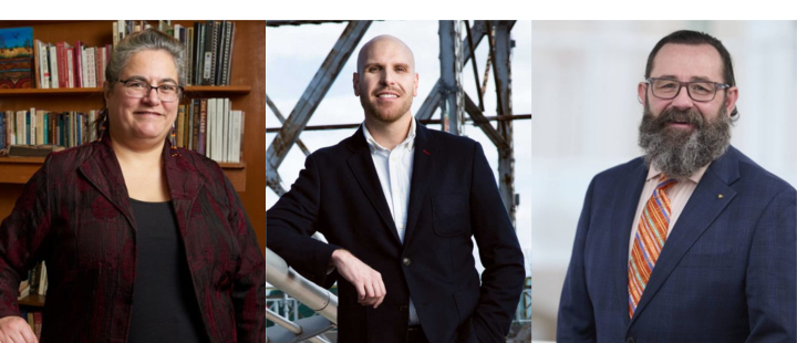 Three individuals standing for portraits. From left to right: Dr. Cary Miller, Dr. Sean Carleton, and Robert Biscontri