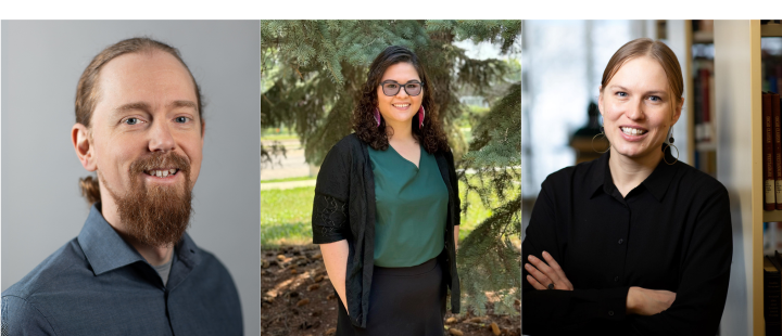 Three University of Manitoba faculty and staff portraits, two women and one man. From left to right: Andy Kerr, Frances Dang, and Janice Winkler.