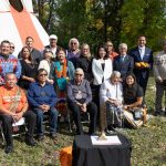 Elders, Survivors, and UM staff gathered with Premier Wab Kinew.