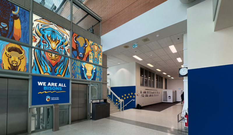 Image of a corridor with a mural.