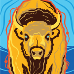 Illustration of Indigenous bison by Peatr Thomas.