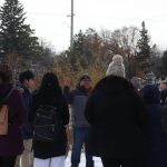 Dr. Dan Henhawk speaking with an outdoor education class