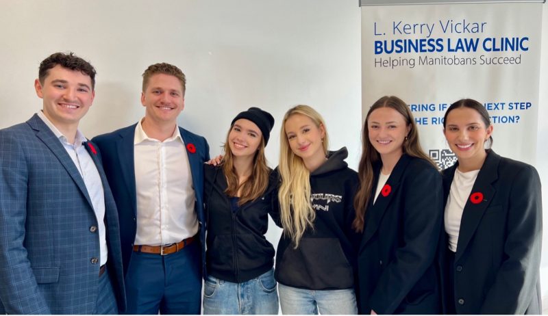 Left to right: Gilad Stitz (3L), Travis Dech (3L), Vlasta Shevchenko (first-year Asper student), Yuliana Tepliakova (first-year Asper student), Vanessa Smith (3L), and Serena Bevilacqua (3L).