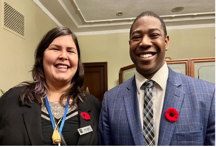 Jessie Canard (3L) with Hon. Jamie Moses (Minister of Business, Mining, Trade and Job Creation)