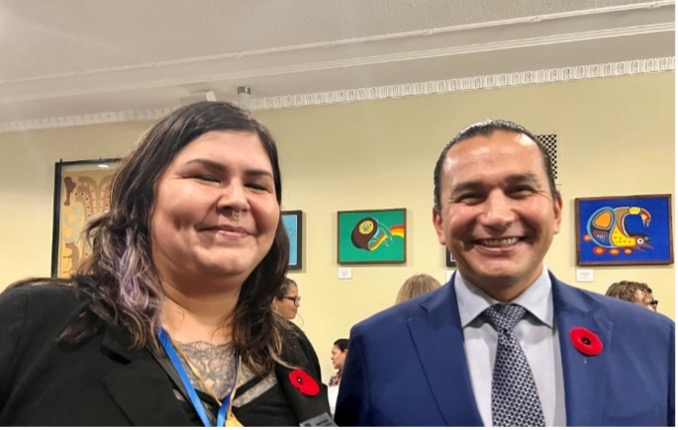 Manitoba Legal Clinic for the Arts law student Jessie Canard (3L) with •Premier Wab Kinew