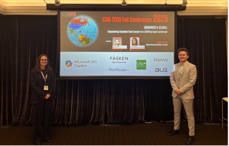 Law Students Maria Pepelassis (3L) and Donald Plant (2L) at the CAN-TECH 2025 Fall Conference.