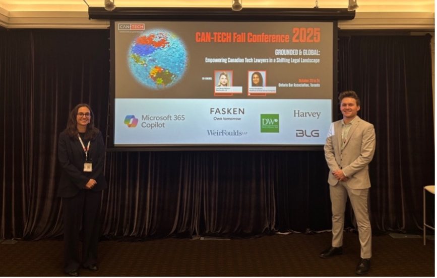 Law Students Maria Pepelassis (3L) and Donald Plant (2L) at the CAN-TECH 2025 Fall Conference.