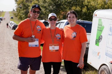 Chief Trechelle Bunn (far right) at the 4th Reconciliation Run with classmate Josh Gandier (3L) (left), and Elizabeth McCandless, Director of Clinics, Faculty of Law (middle).