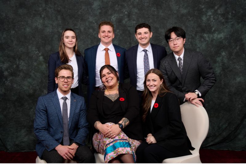 Top row from left: L. Kerry Vickar Business Law Clinic Students Emily Trottier (2L), Travis Dech (3L), Gilad Stitz (3L), and David Jung (3L). Bottom row: Cole Hutchison (2L), Jessie Canard (3L), and Vanessa Smith (3L)