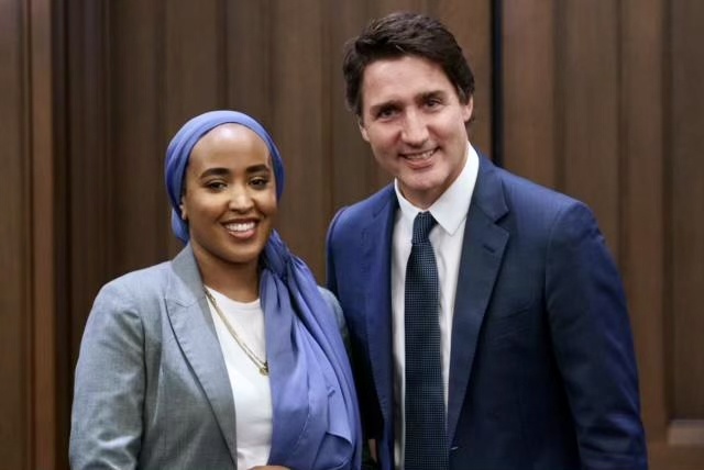 UM student Reem Elmahi with Prime Minister Justin Trudeau.