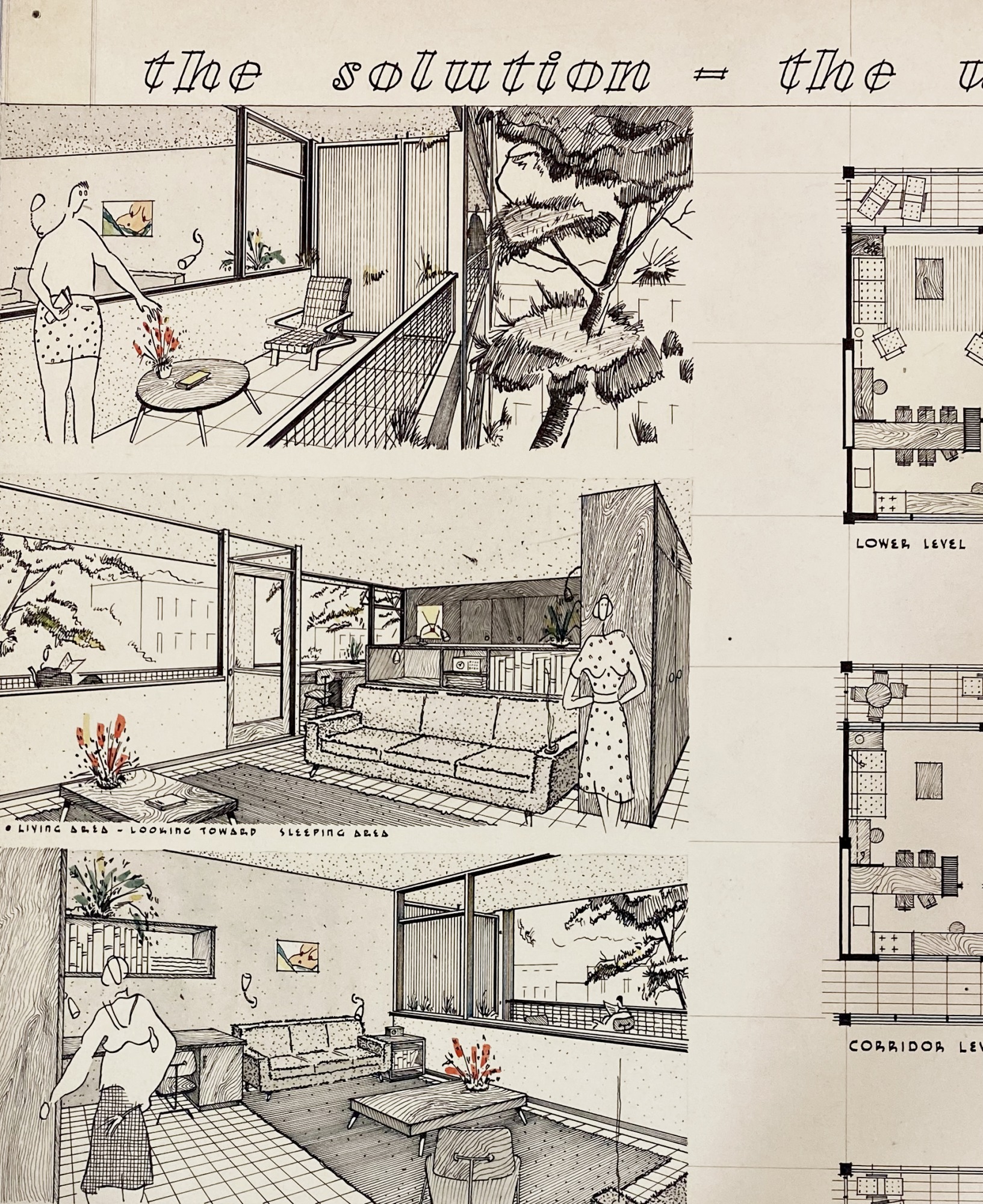 Interior Perspectives, Graduating Thesis Project – 1950 by Maxwell Starkman