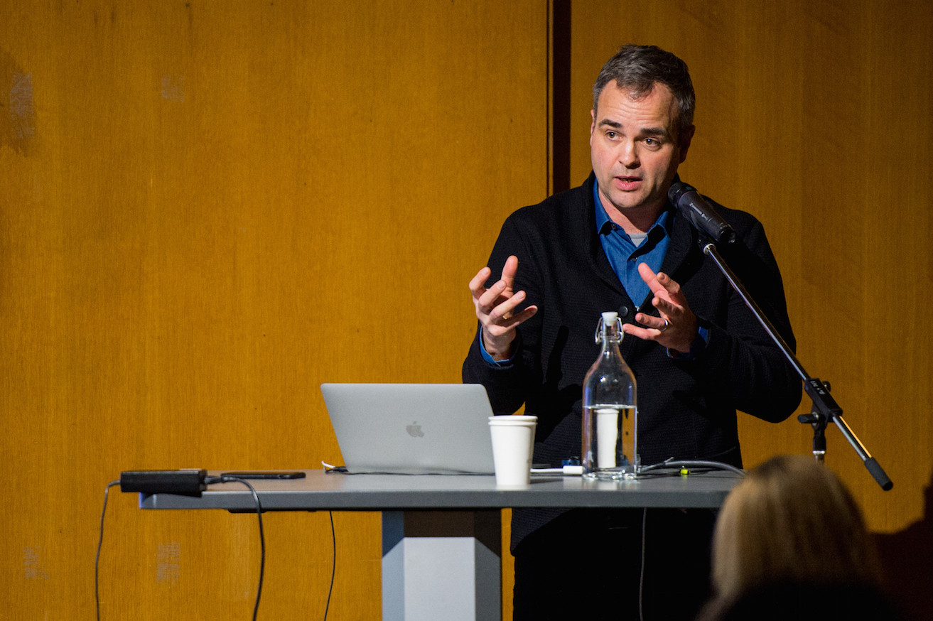 Keynote presenter Jason Bruges (London), "Fabricating Ephemera." Photo: Dylan Hewlett.