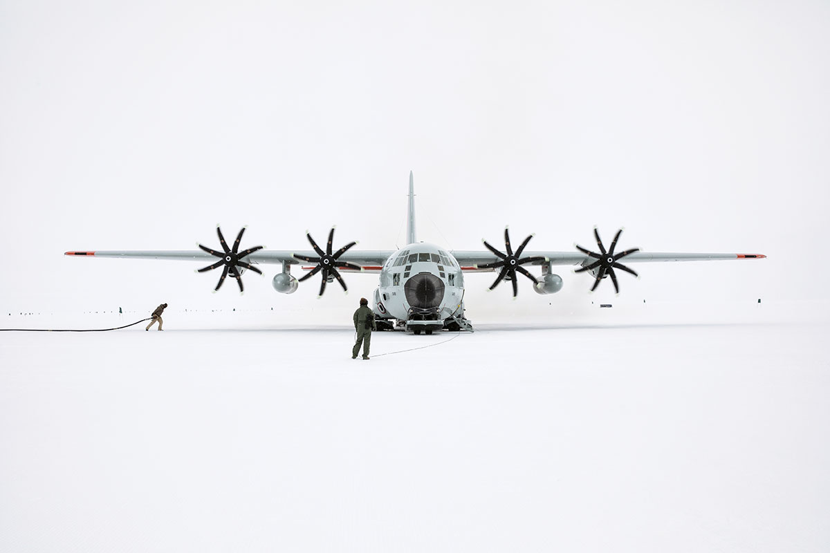 The LC-130 Hercules aircraft, which brings in scientists and food