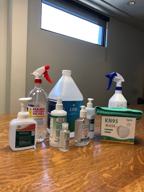 Cleaning and sanitization supplies.