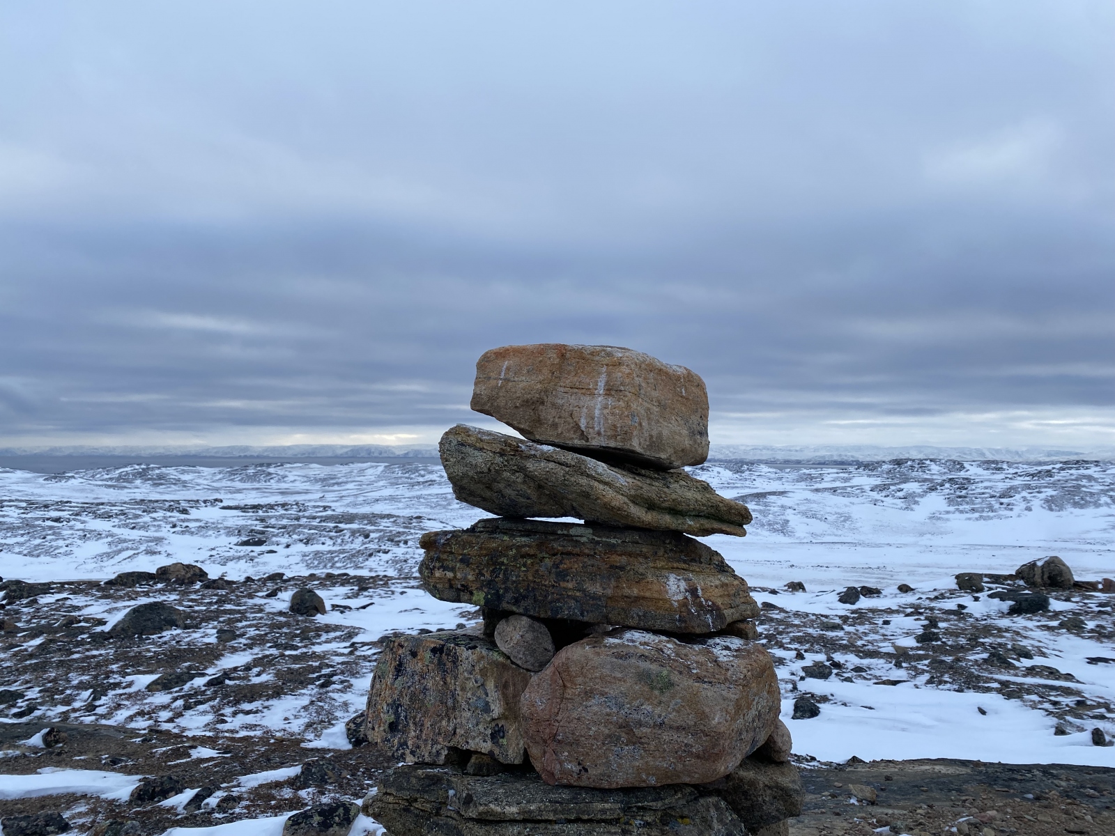 Inukshuk, seen from the end of Road to Nowhere just outside Iqaluit.