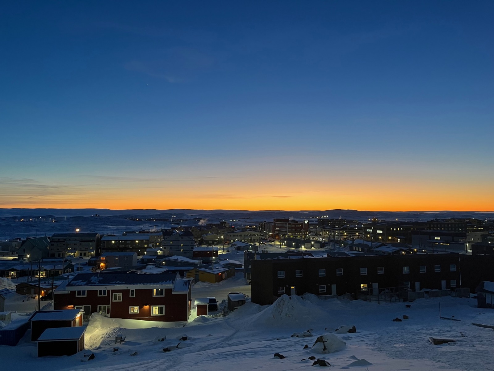 Winter Sunset over Iqaluit, seen from Astro Hill.