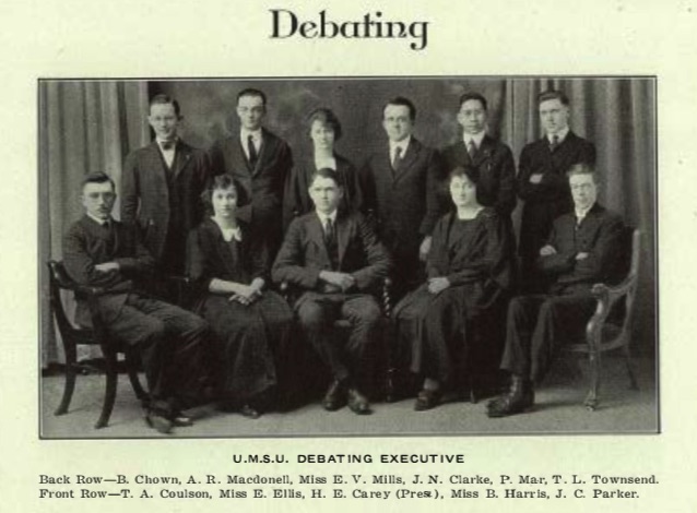 Chown, Debating club, 1921.