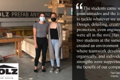 Brooke de Rocquigny (left)  and Carmen Huang working with Holz Construction