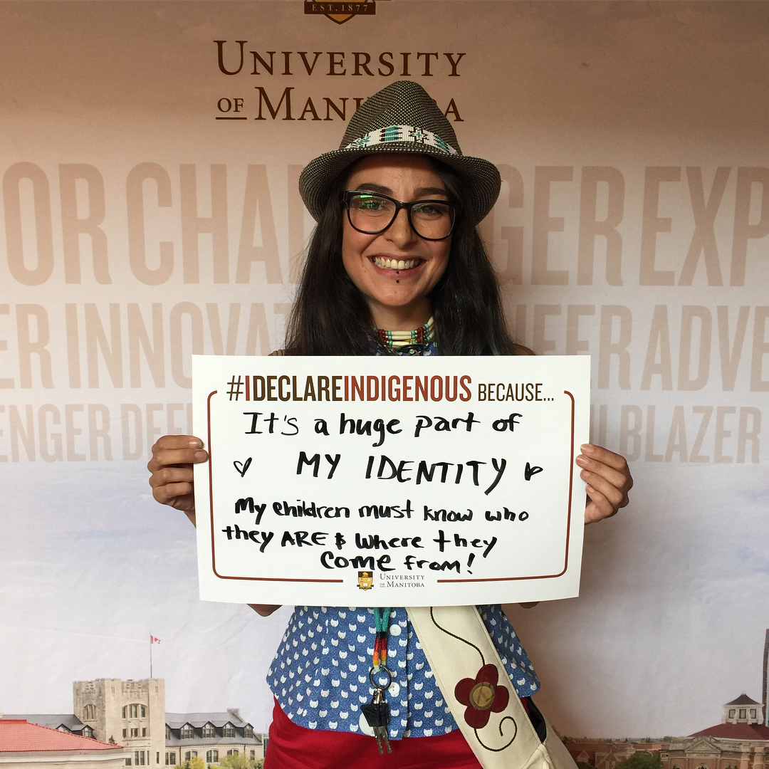 Students in the, "I Declare Indigenous," Photo Booth with all their empowering reasons as to why they choose to claim their Indigenous ancestry!