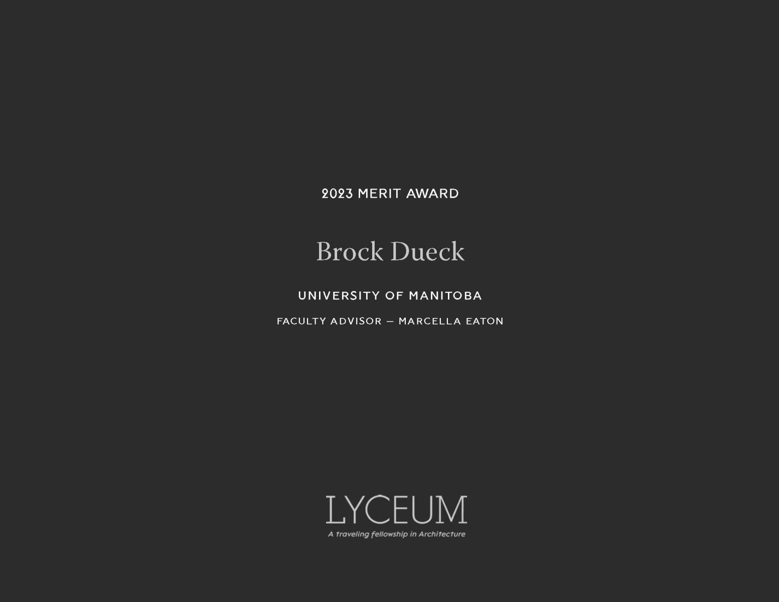 Brock Dueck Merit Award
