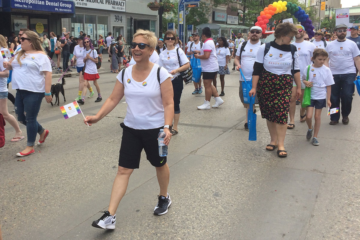 Provost and Vice-President (Academic) Janice Ristock at the Pride parade on June 4.