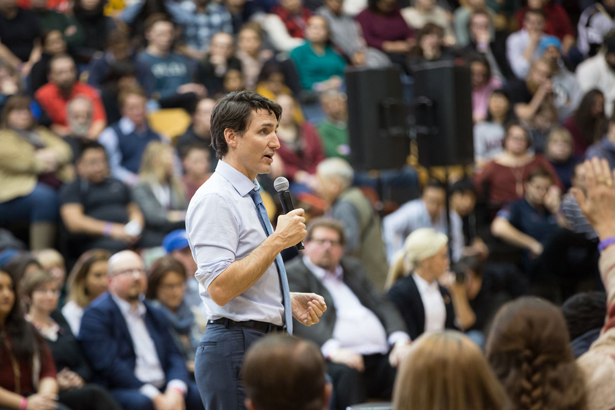 Trudeau speaks to the audience on Jan. 31, 2018. // Photo from Mike Latschislaw