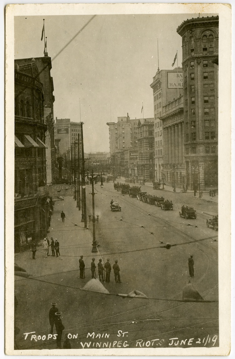 Troops on Main Street, "Winnipeg Riots," June 21, 1919.